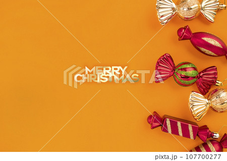 Christmas decorations and copy space Christmas decorations and copy space 107700277
