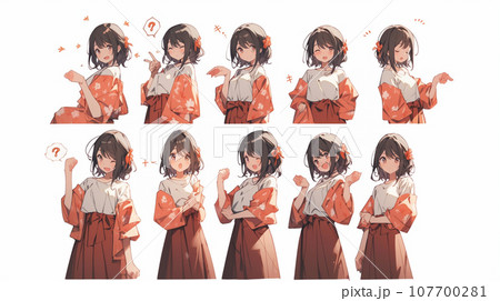 袴をはいてプレゼンテーションしている女性のリファレンスシート