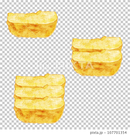 Hand-painted watercolor dashimaki egg illustration set Hand-painted watercolor dashimaki egg illustration set 107701354