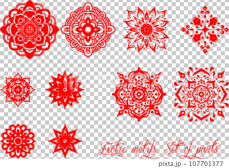 Mandala style geometric motifs set Mandala style geometric motifs set 107701377