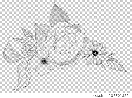 花花束單調線描 107701825