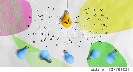 One out unique idea light bulb concept 107701881