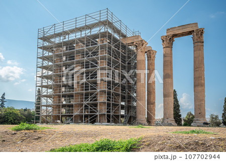 Remains of Olympieion ancient Temple of Olympian Zeus in central Athens Greece Remains of Olympieion ancient Temple of Olympian Zeus in central Athens Greece 107702944