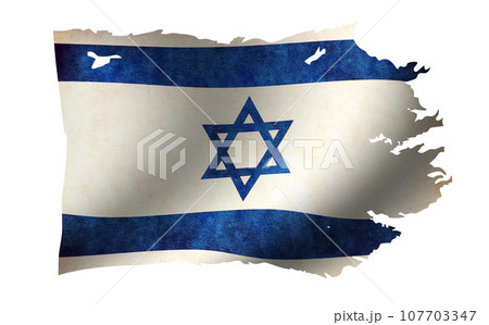 汚れて破れた国旗イラスト / イスラエル 107703347