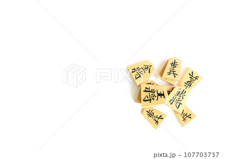 白背景と将棋の駒 白背景と将棋の駒 107703737