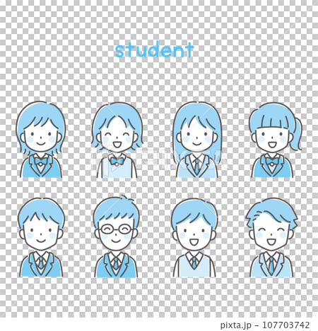 Pop and cute student illustration (upper body/icon) Pop and cute student illustration (upper body/icon) 107703742