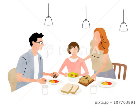 ベクターイラスト素材:家族で食事 ベクターイラスト素材:家族で食事 107703991