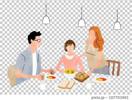 ベクターイラスト素材:家族で食事 ベクターイラスト素材:家族で食事 107703991