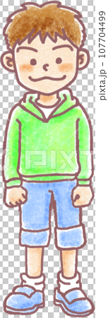 蠟筆畫風格小學生_全身 蠟筆畫風格小學生_全身 107704499