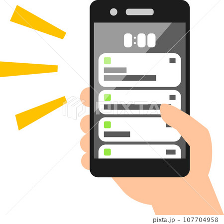 たくさんの通知が表示されたスマートフォンの画面 107704958