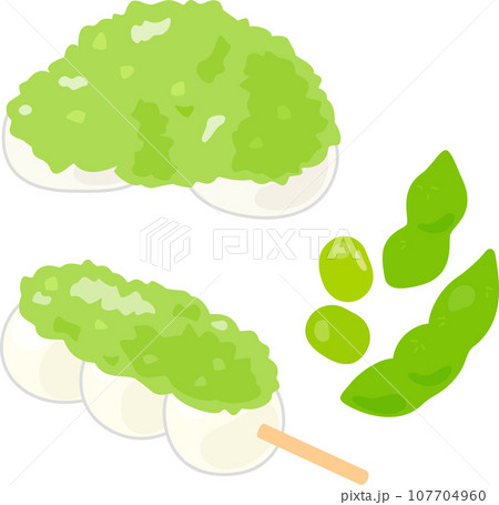 ずんだ餡のお菓子と枝豆 107704960