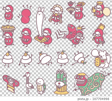 年賀状素材 ダルマ 鏡餅 キャラクターイラスト 年賀状素材 ダルマ 鏡餅 キャラクターイラスト 107704998