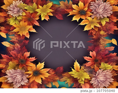 色づく紅葉テクスチャのフレーム13 107705040