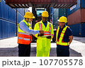 Warehouse engineer worker checking and working at industrial container station 107705578