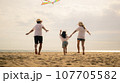 Family travel on beach, Family with car road trip at sea on summer 107705582