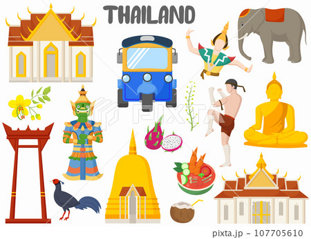 Set of Thailand famous landmarks 107705610