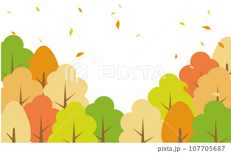 秋の森と舞い散る落ち葉 107705687