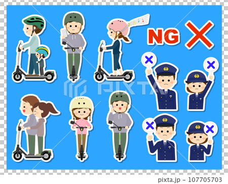 A police officer raises a cross for the dangerous way he rides an electric scooter 107705703