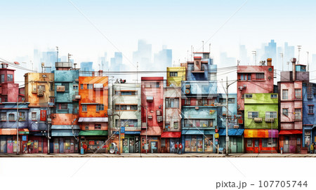 カラフルなビルが建ち並ぶオフィス街