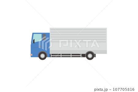 青い中型トラックのベクターイラスト/4トントラック 青い中型トラックのベクターイラスト/4トントラック 107705816