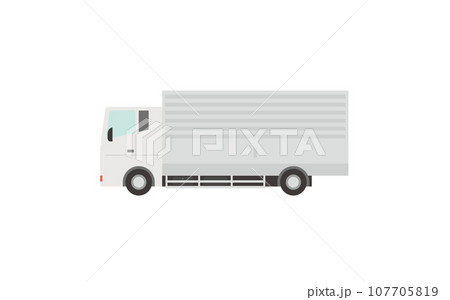 白い中型トラックのベクターイラスト/4トントラック 107705819