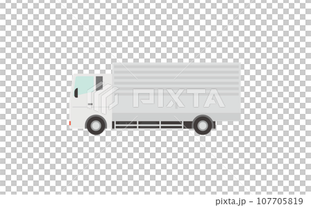 白い中型トラックのベクターイラスト/4トントラック 107705819