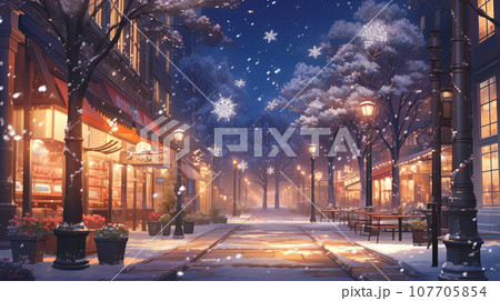 誰もいない都会のホワイトクリスマス