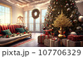 クリスマスの装飾が美しいリビングルーム【AI生成画像】 クリスマスの装飾が美しいリビングルーム【AI生成画像】 107706329