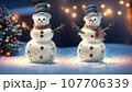 クリスマスの夜 雪だるまとイルミネーション【AI生成画像】 クリスマスの夜 雪だるまとイルミネーション【AI生成画像】 107706339