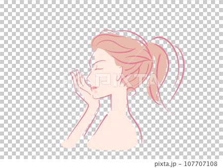 Illustration material: Female profile bare skin_skin care 107707108