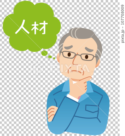 Man worried about human resources, work clothes, middle-aged and elderly, self-employed 107708009