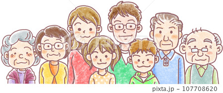 色々な世代の人物_一列_上半身 色々な世代の人物_一列_上半身 107708620