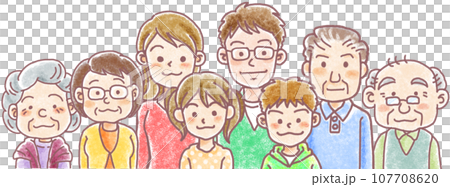 色々な世代の人物_一列_上半身 色々な世代の人物_一列_上半身 107708620