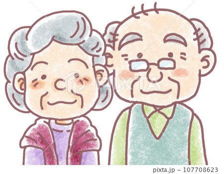 手描き風人物_高齢男女_70代80代_おじいちゃんおばあちゃんのイラスト