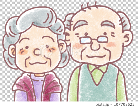 手描き風人物_高齢男女_70代80代_おじいちゃんおばあちゃんのイラスト