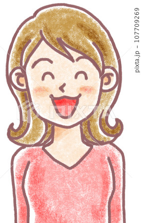 パステル調の人物_20代30代_若い女性_笑顔 107709269