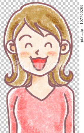 パステル調の人物_20代30代_若い女性_笑顔 107709269