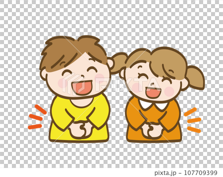 大笑いする男の子と女の子_小学生低学年_幼児 大笑いする男の子と女の子_小学生低学年_幼児 107709399