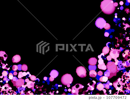 ピンクのネオンカラー　水彩のドット模様　背景素材 107709472