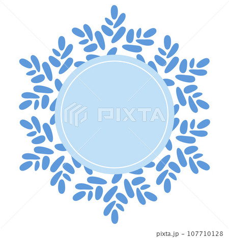Round Christmas winter decorative snowflake round frame with empty blue center, decorated for greeting card, invitation, web design Round Christmas winter decorative snowflake round frame with empty blue center, decorated for greeting card, invitation, web design 107710128