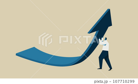矢印を持ち上げるビジネスマン。 107710299