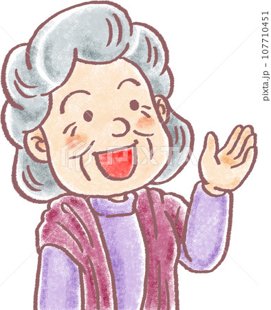 パステル調の人物_高齢女性_おばあちゃん_紹介する 107710451