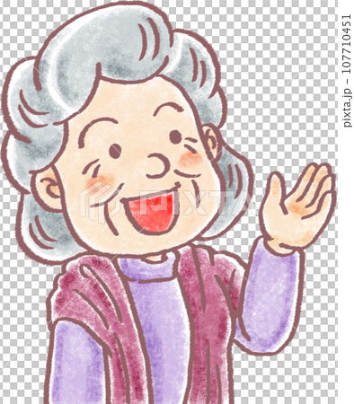 パステル調の人物_高齢女性_おばあちゃん_紹介する 107710451