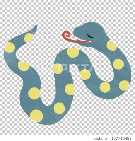 Polka dot snake Snake closing its eyes (with texture) 107710492