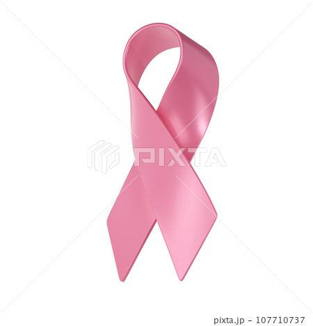 3d icon pink ribbon in the breast cancer awareness month. Medical illustration symbol 3d icon pink ribbon in the breast cancer awareness month. Medical illustration symbol 107710737