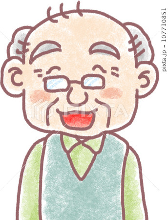 パステル調の人物_高齢男性_おじいちゃん_笑顔 パステル調の人物_高齢男性_おじいちゃん_笑顔 107710851
