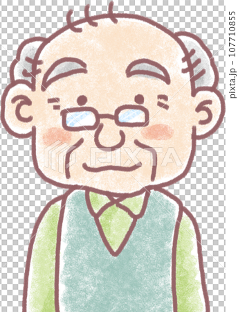 パステル調の人物_高齢男性_おじいちゃん 107710855
