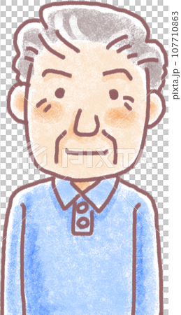 Pastel person_elderly man_grandpa_front facing_serious face 107710863