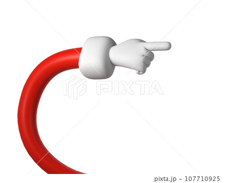 Cute cartoon 3D hand of Santa Claus Christmas icon show push one finger forefinger counting illustration on white background 107710925