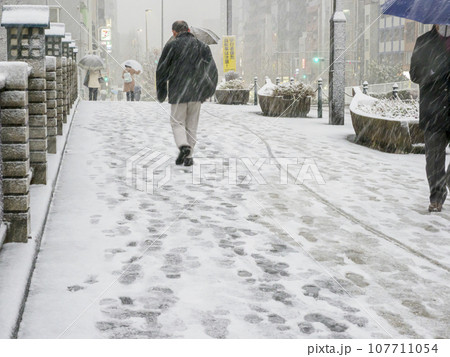 雪の日の歩行者・東京 107711054